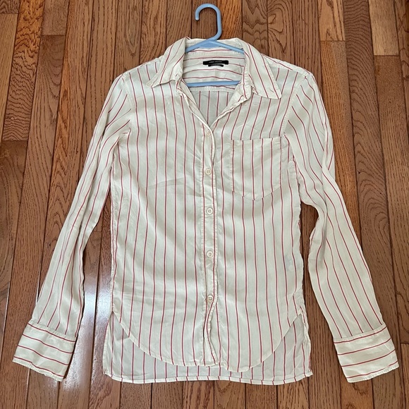 Isabel Marant Cream and Red Striped Button Down Shirt - Picture 2 of 13